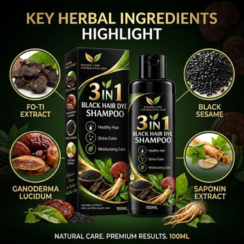 3 In 1 Black Hair Dye Natural Shampoo (BUY 1 GET 1 FREE)